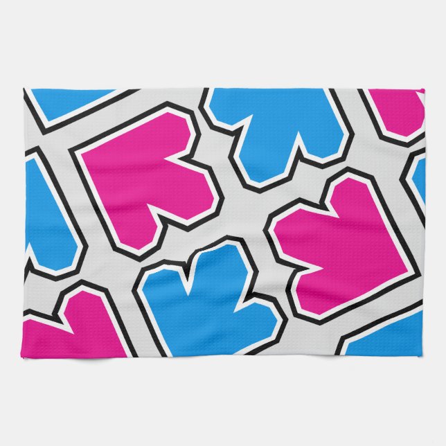 Blue and Pink Arrows Pattern Tea Towel (Horizontal)