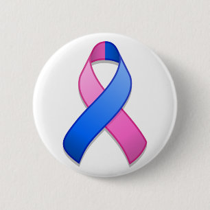 Blue and Pink Awareness Ribbon Button