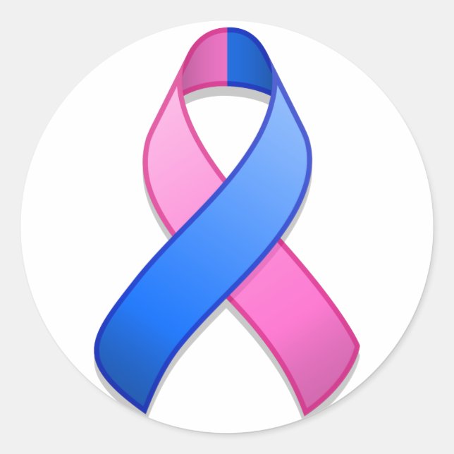 Blue and Pink Awareness Ribbon Round Sticker (Front)