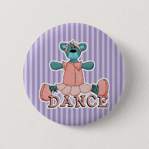 Blue and Pink Ballerina Dance Bear 6 Cm Round Badge