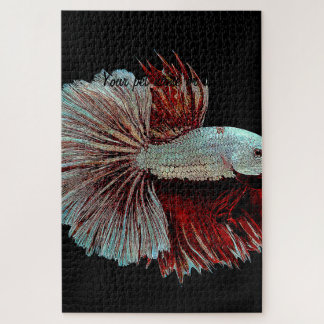 Blue and Pink Betta Splendens, SiameseFightingFish Jigsaw Puzzle