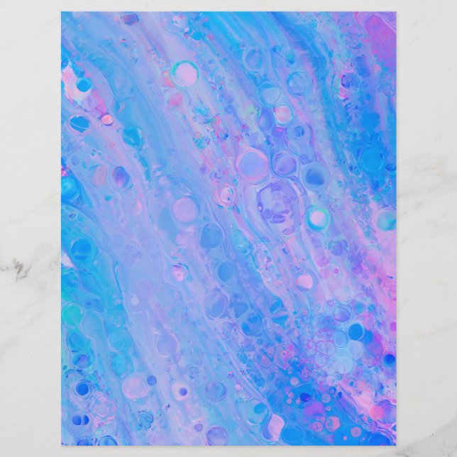 Blue and Pink Bubbly Mermaid Scrapbook Paper (Front)