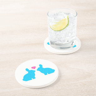 Blue and Pink Bunny Love Coaster