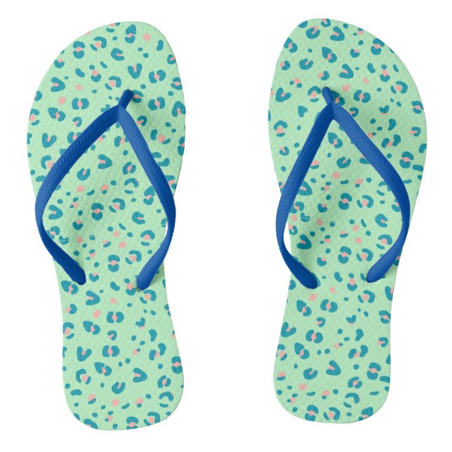 blue and pink cheetah leopard print thongs (Footbed)