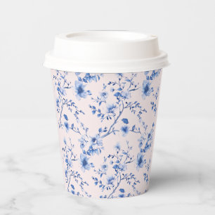 Blue and Pink Chinoiserie Flowers Paper Cups