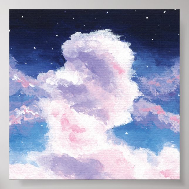 Blue and Pink Clouds Print, Value Poster Paper (Front)