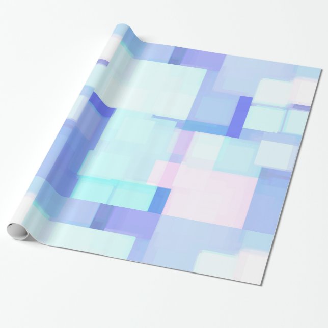Blue and Pink Colour Blocks Wrapping Paper (Unrolled)