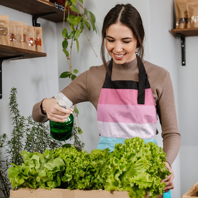 Blue and Pink Colour Shades Stripes Apron (apron)
