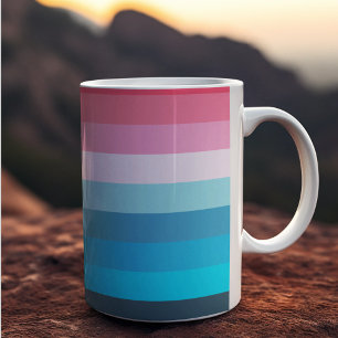 Blue and Pink Colour Shades Stripes Coffee Mug