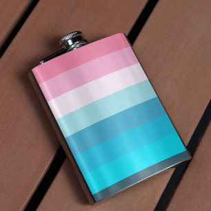 Blue and Pink Colour Shades Stripes Hip Flask