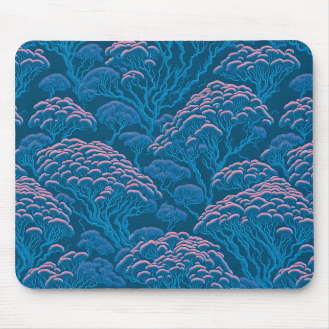 Blue And Pink Coral Reef Pattern Mouse Pad (Front)