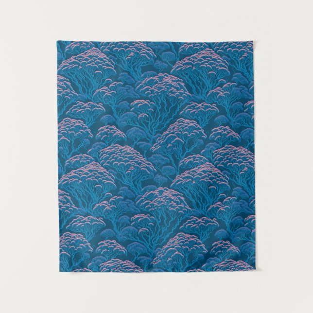Blue And Pink Coral Reef Pattern Tapestry (Front)