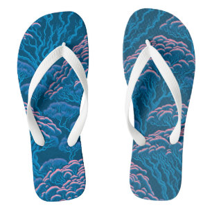 Blue And Pink Coral Reef Pattern Thongs