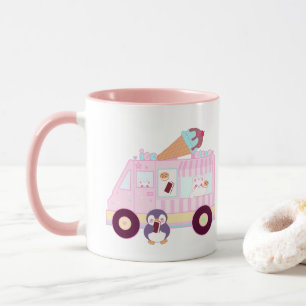 Blue And Pink Cute  Bunny Rabbit Ice Cream Truck Mug