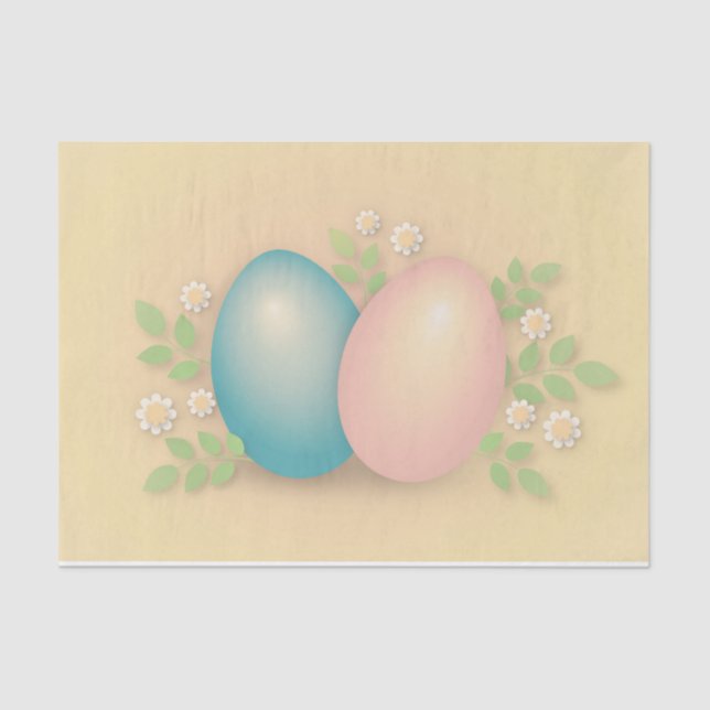 Blue and pink easter eggs and spring flowers tissue paper (Front)