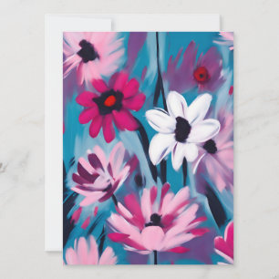 Blue and Pink Floral Design Holiday Card