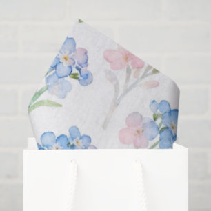 Blue and Pink Floral Pattern Tissue Paper