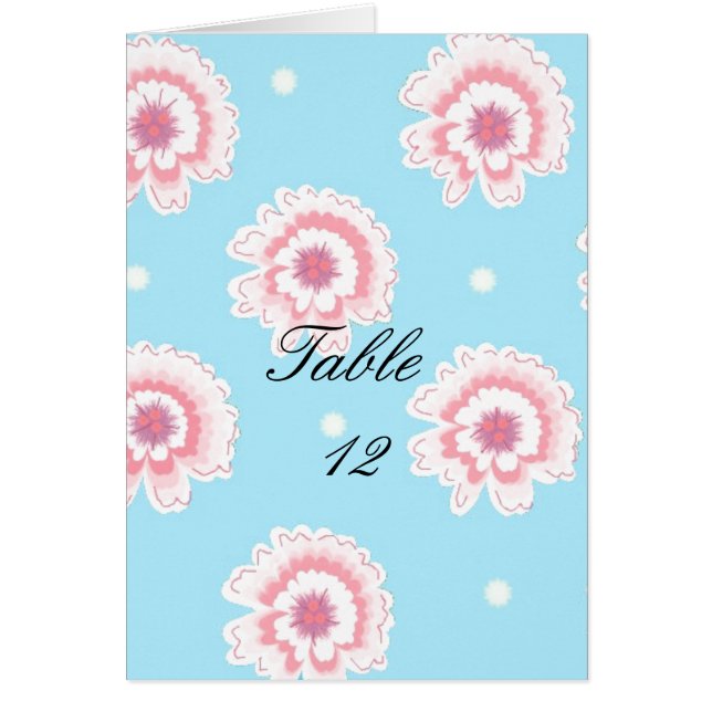 Blue and Pink Floral Table Seating Card (Front)