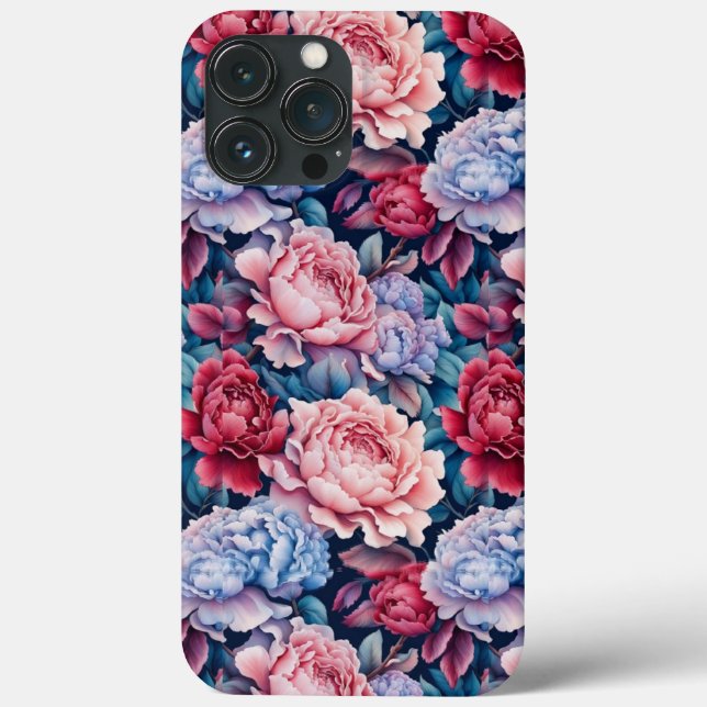 Blue and Pink Flowers iPhone / iPad case (Back)
