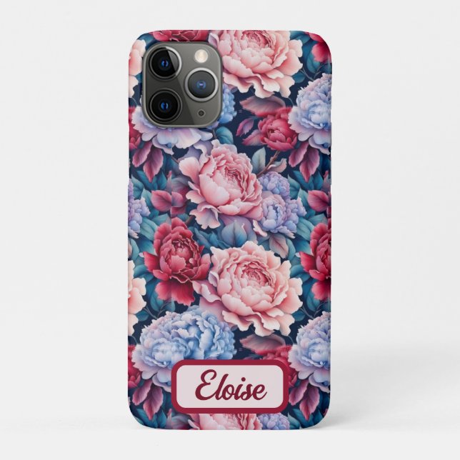 Blue and Pink Flowers Personalised  Case-Mate iPhone Case (Back)
