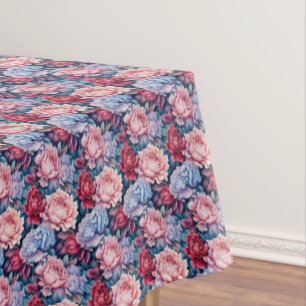 Blue and Pink Flowers Tablecloth