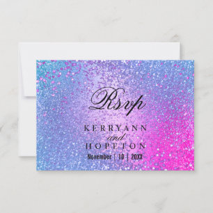 Blue and Pink Glitter - RSVP Card