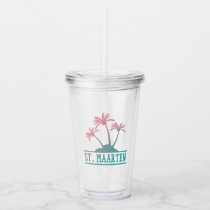 Blue and Pink Gradient St Maarten   Sint Martin Acrylic Tumbler