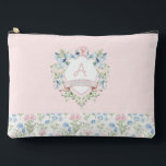 Blue and Pink Grandmillennial Ribbon Crest  Baby  Accessory Pouch<br><div class="desc">The elegant watercolor monogram crest gives these personalised baby zipper bags a beautiful and timeless look that any mother will love. Personalise with your initial in the crest. The background is light pink. Great for storing baby's snacks, wipes, or any other on-the-go necessities. Colours include, Pink, blue and green. If...</div>
