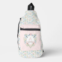 Blue and Pink Grandmillennial Ribbon Crest Baby