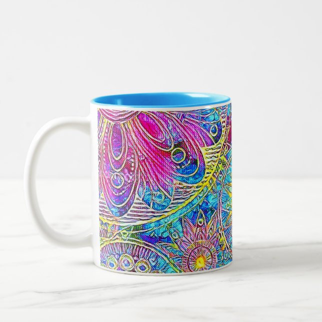 Blue and Pink Graphic Mug (Left)