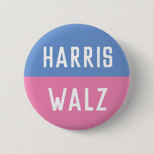 Blue and Pink Harris Walz Campaign 6 Cm Round Badge