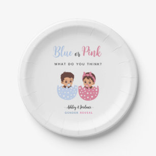 Blue and Pink Hatched Baby in Egg Paper Plate