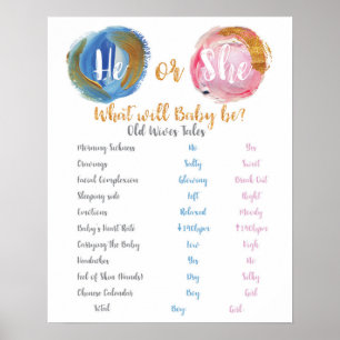 Blue and Pink He or She Old Wives Tale Poster