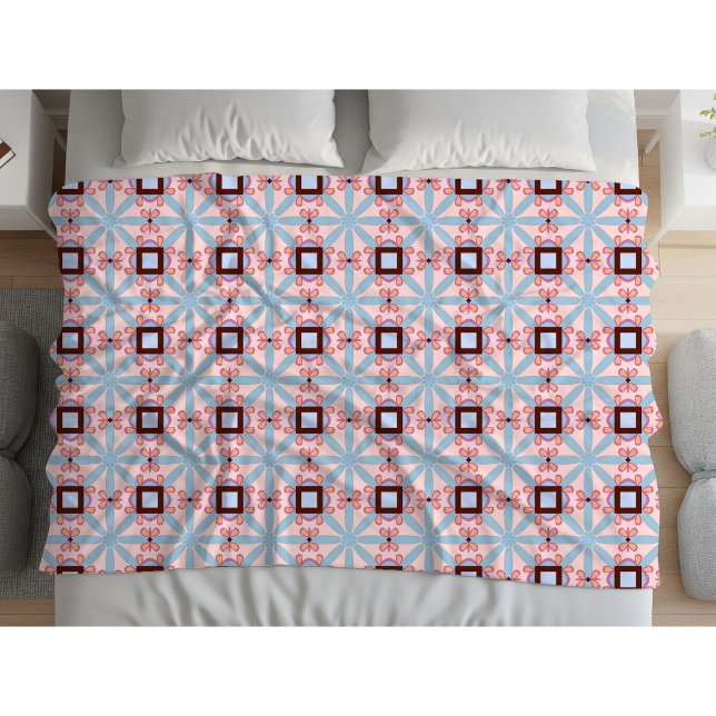Blue and pink hues geometric patterned  fleece blanket (Creator Uploaded)