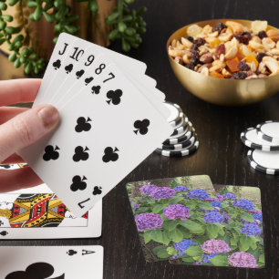 Blue and Pink Hydrangea Blooms Floral Playing Cards