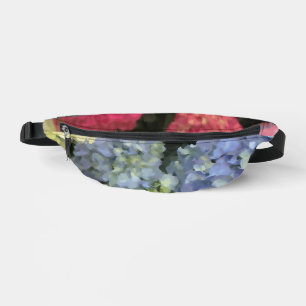 Blue and Pink Hydrangea Digital Flower Painting Bum Bags