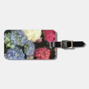 Blue and Pink Hydrangea Digital Flower Painting Luggage Tag