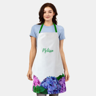 Blue and Pink Hydrangea Floral Personalised Apron