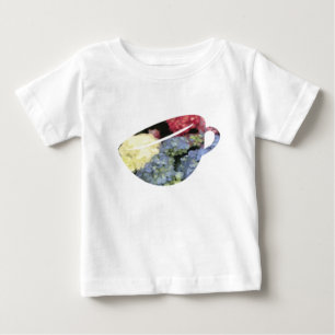 Blue and Pink Hydrangea Flower teacup Painting Baby T-Shirt
