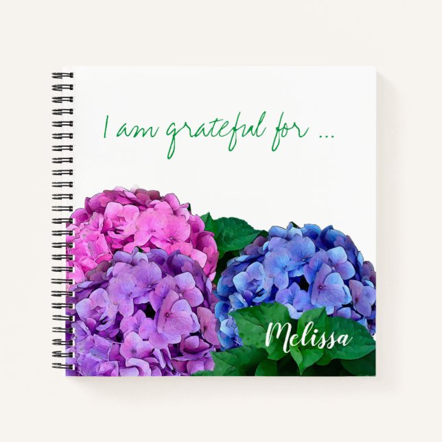 Blue and Pink Hydrangea Flowers Personalised   Notebook (Front)