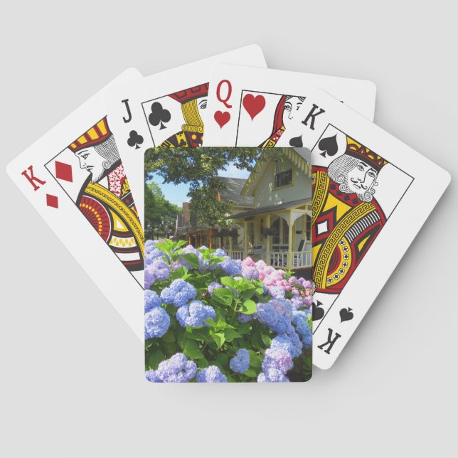 Blue and Pink Hydrangeas - Martha's Vineyard  Playing Cards (Back)