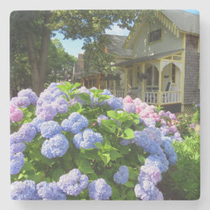 Blue and Pink Hydrangeas - Martha's Vineyard Stone Coaster