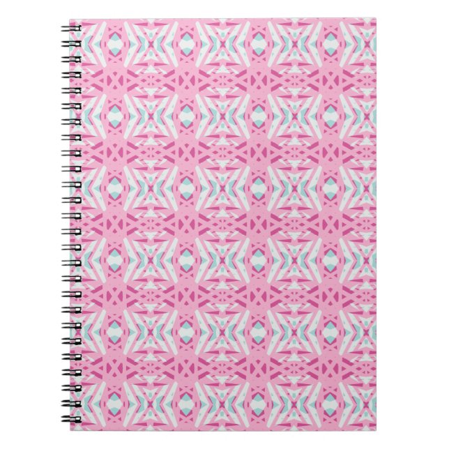 Blue and Pink Lace Deco Chain Pattern Notebook (Front)