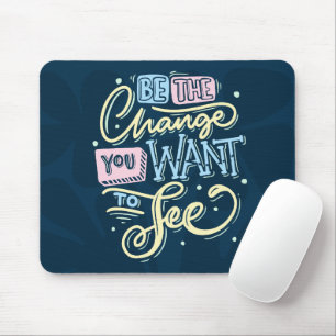 Blue and Pink Lettering Quote  Mouse Pad