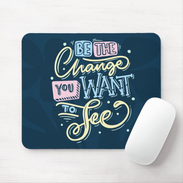Blue and Pink Lettering Quote  Mouse Pad (With Mouse)
