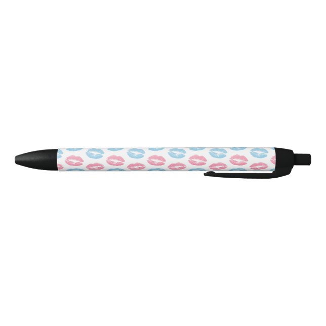 Blue and Pink Lips Pattern, Lipstick, Kiss Black Ink Pen (Bottom)