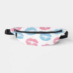 Blue and Pink Lips Pattern, Lipstick, Kiss Bum Bags