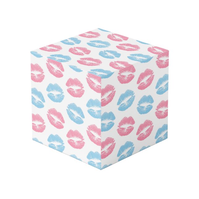 Blue and Pink Lips Pattern, Lipstick, Kiss Cube (Front Angled)