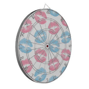 Blue and Pink Lips Pattern, Lipstick, Kiss Dartboard