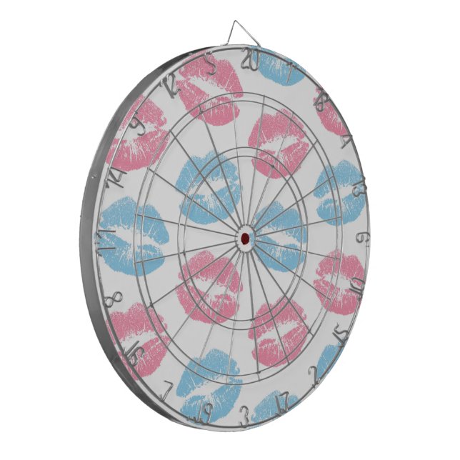 Blue and Pink Lips Pattern, Lipstick, Kiss Dartboard (Front Left)